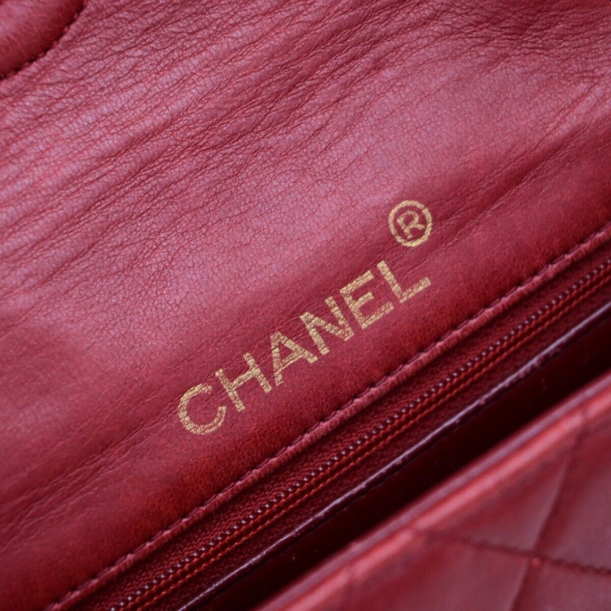 CHANEL CC Logo Mini Matelasse Chain Shoulder Bag Leather Red Vintage 673RF237