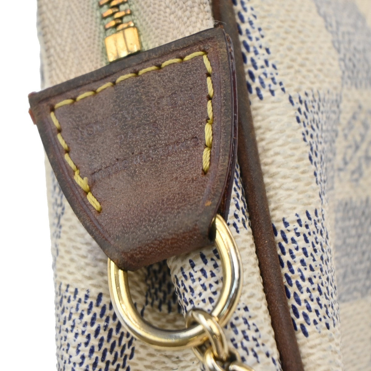 LOUIS VUITTON Eva Chain Shoulder Bag Damier Azur Leather White N55214 89EF785