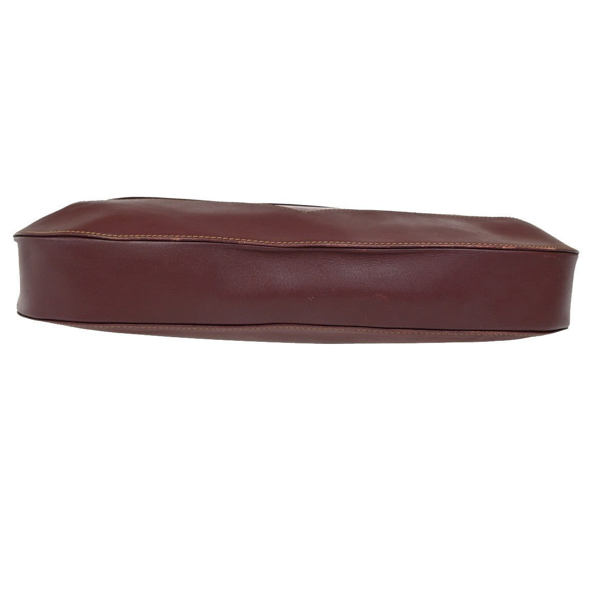MUST DE CARTIER 2C Logo Clutch Hand Bag Leather Red GHW Italy 09KB640