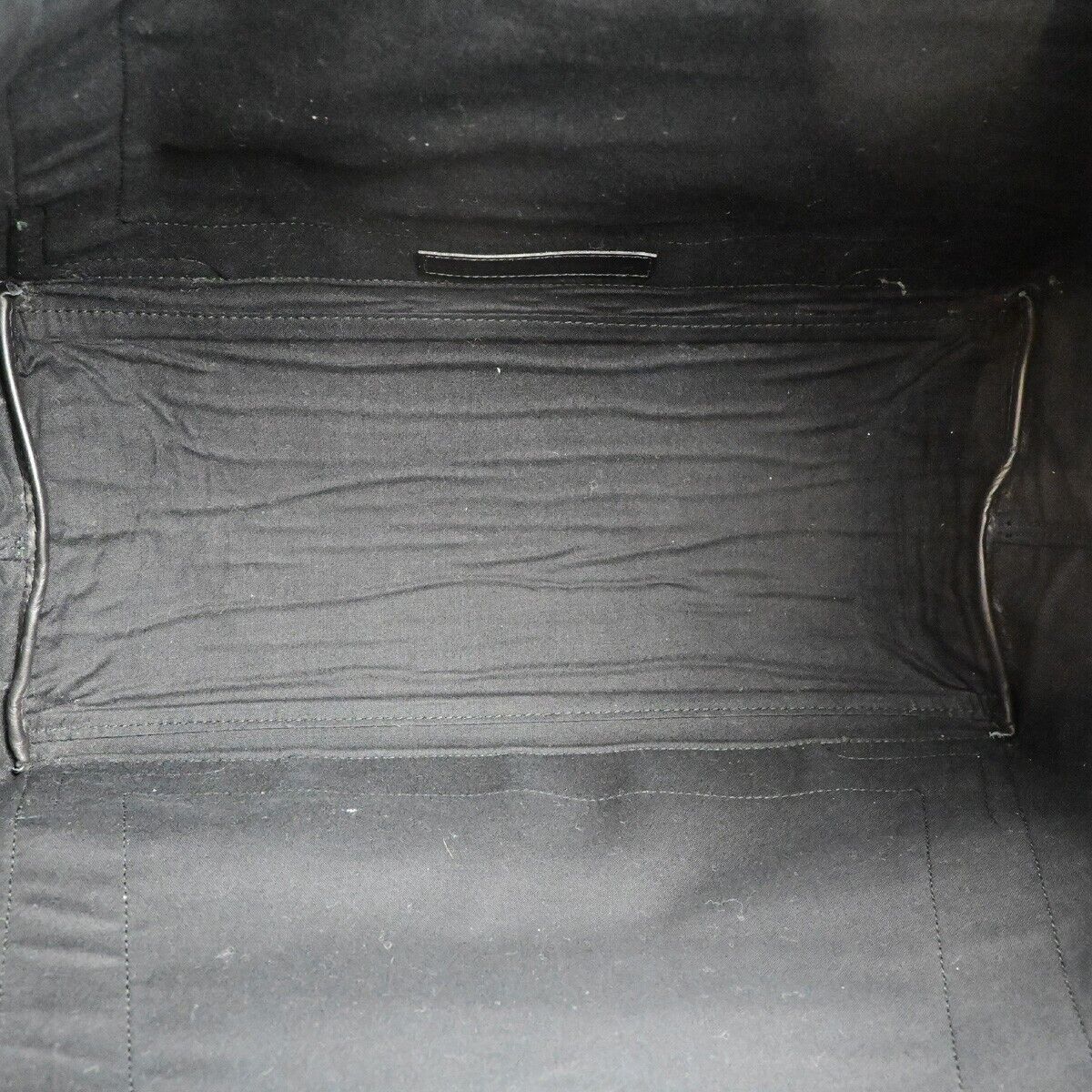 BALENCIAGA Logo Navy Cabas Shoulder Tote Bag Canvas Leather Black 34ED425