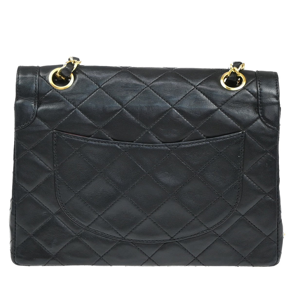 CHANEL PARIS CC Logo Matelasse Chain Mini Shoulder Bag Leather Black 330RF613