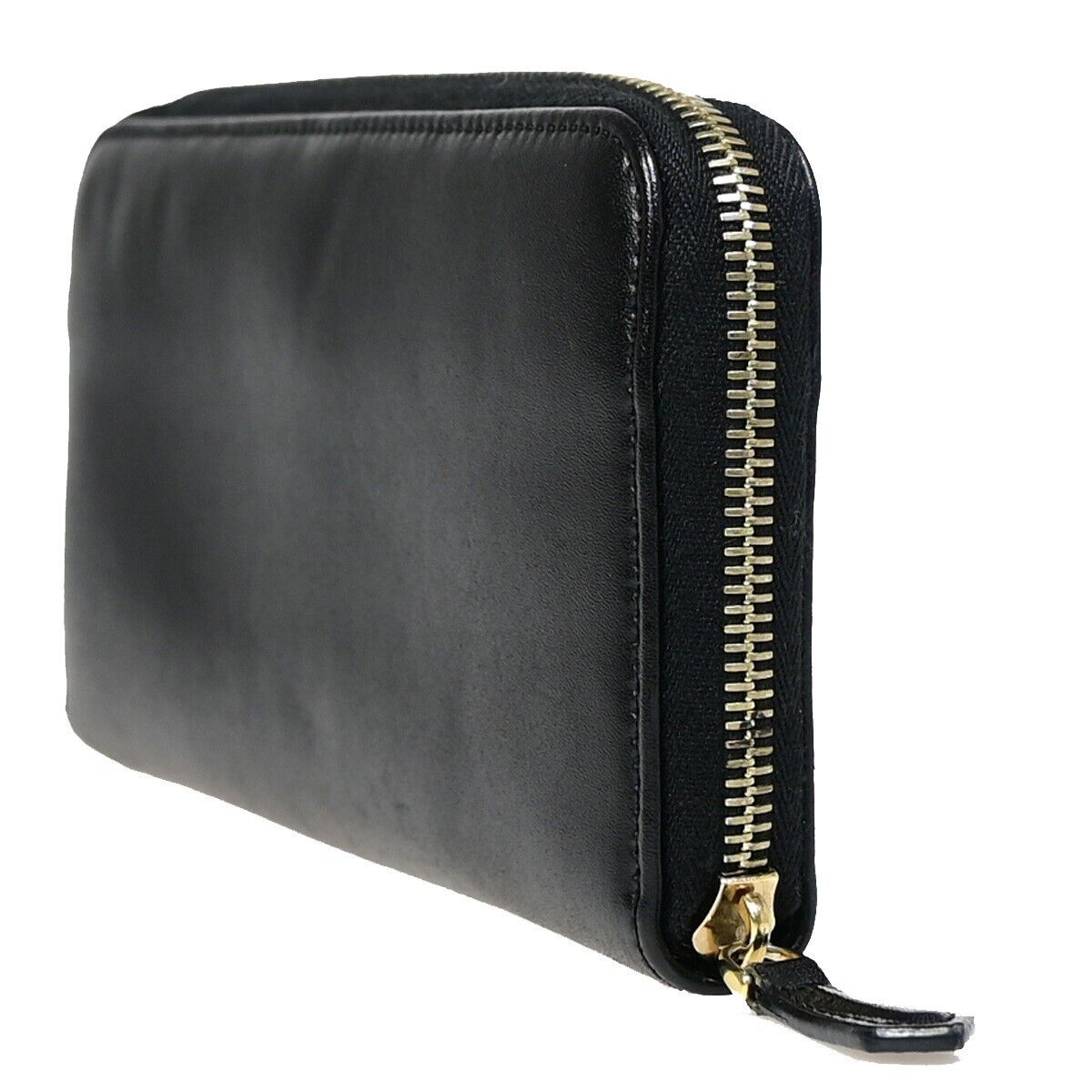 FENDI By The Way Logo Long Zip Around Wallet Purse Leather Black Italy 67EB039