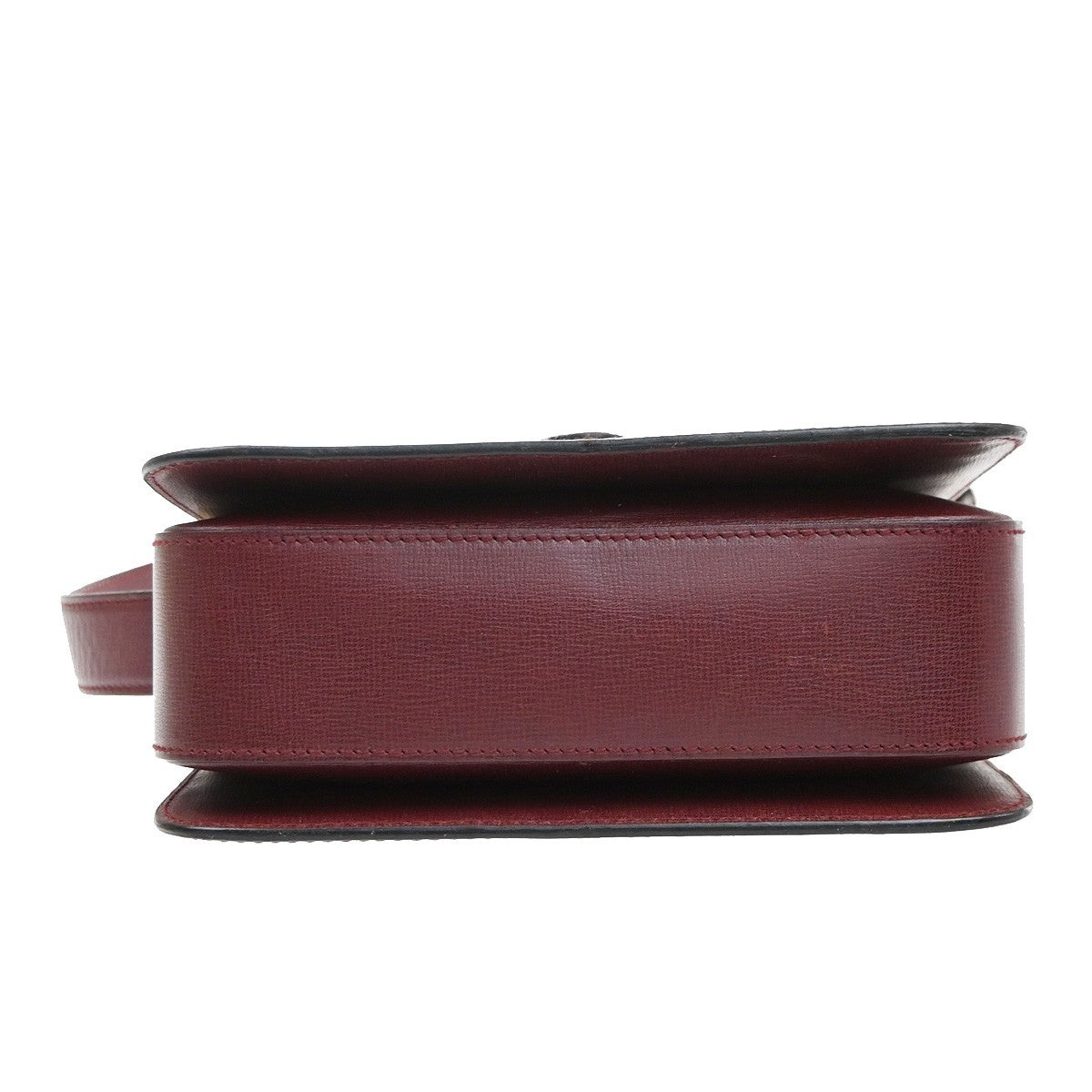 MUST DE CARTIER 2C Logo Shoulder Bag Leather Bordeaux Red GHW Italy 34EG398