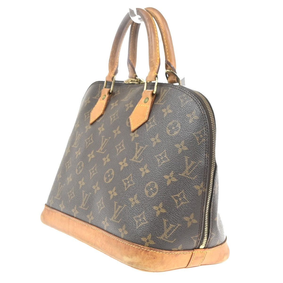 LOUIS VUITTON LV Logo Alma Hand Bag Monogram Leather Brown France M51130 30MA452