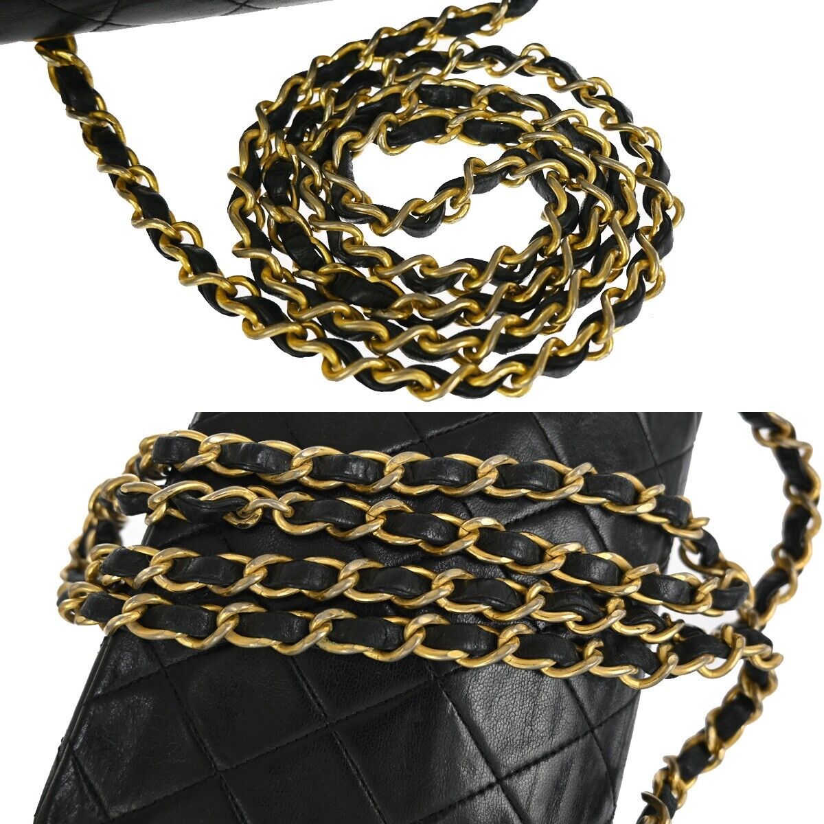 CHANEL CC Mini Matelasse Full Flap Chain Shoulder Bag Leather Black GHW 645LC499