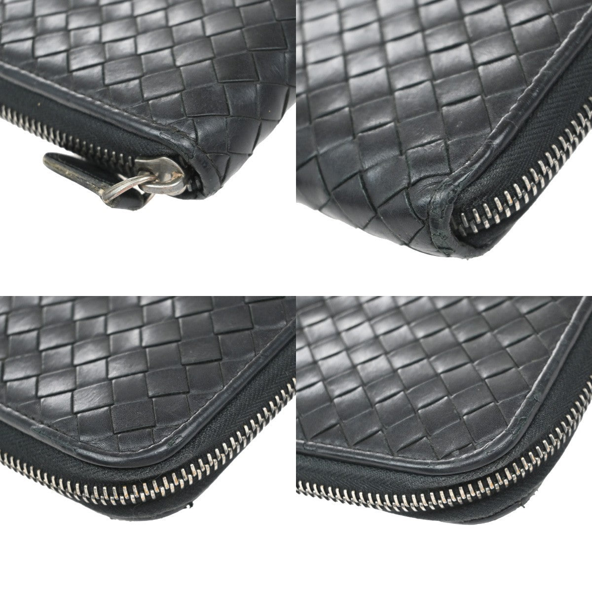 BOTTEGA VENETA Intrecciato Long Zipper Around Wallet Leather Black 67KP150