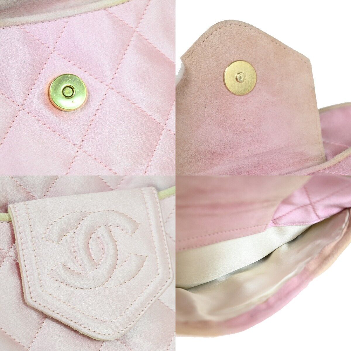 CHANEL CC Logo Mini Matelasse Tassel Chain Shoulder Bag Satin Pink GHW 696KA088