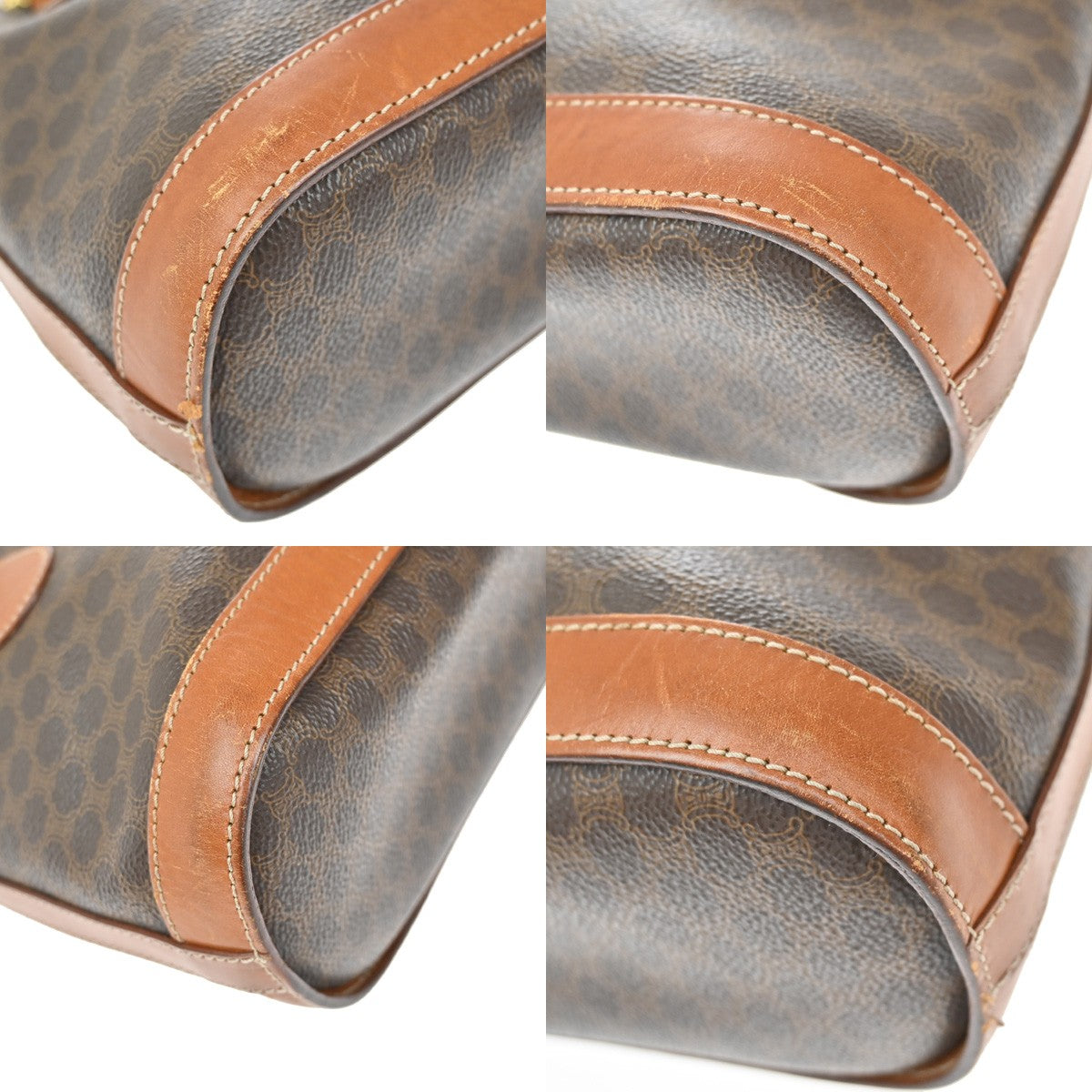 CELINE Logo Macadam Pattern Shoulder Bag PVC Leather Brown GHW Italy 66YH783