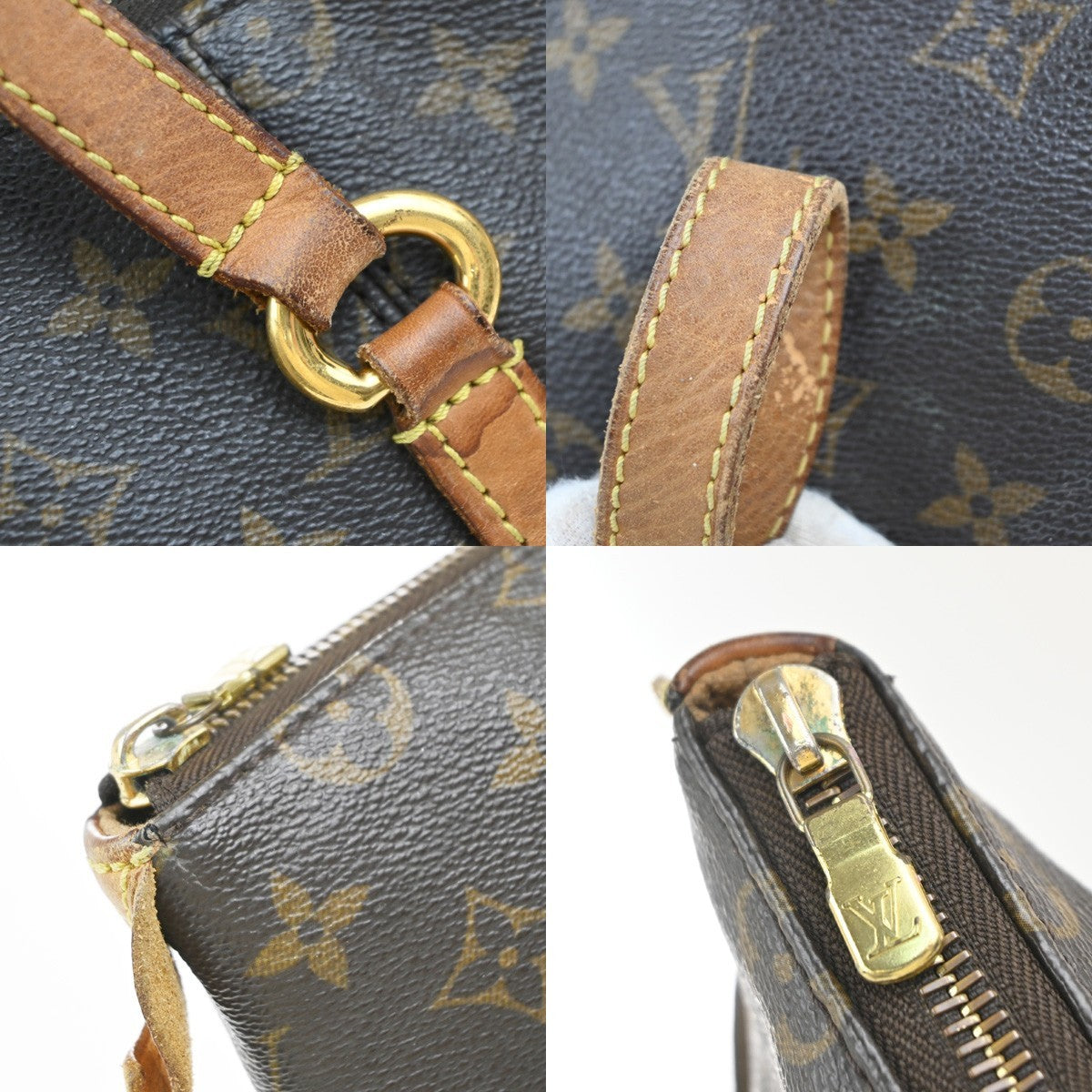 LOUIS VUITTON Logo Totally MM Shoulder Bag Monogram Leather Brown M56689 34EG374