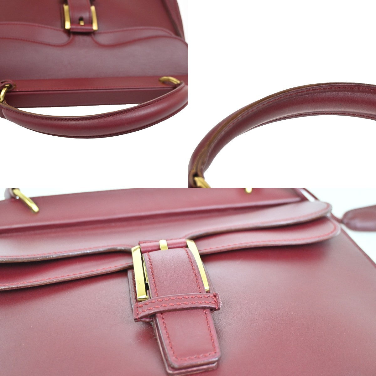 GUCCI Logo Top Handle Shoulder Hand Bag Leather Red GHW Italy 70KC634