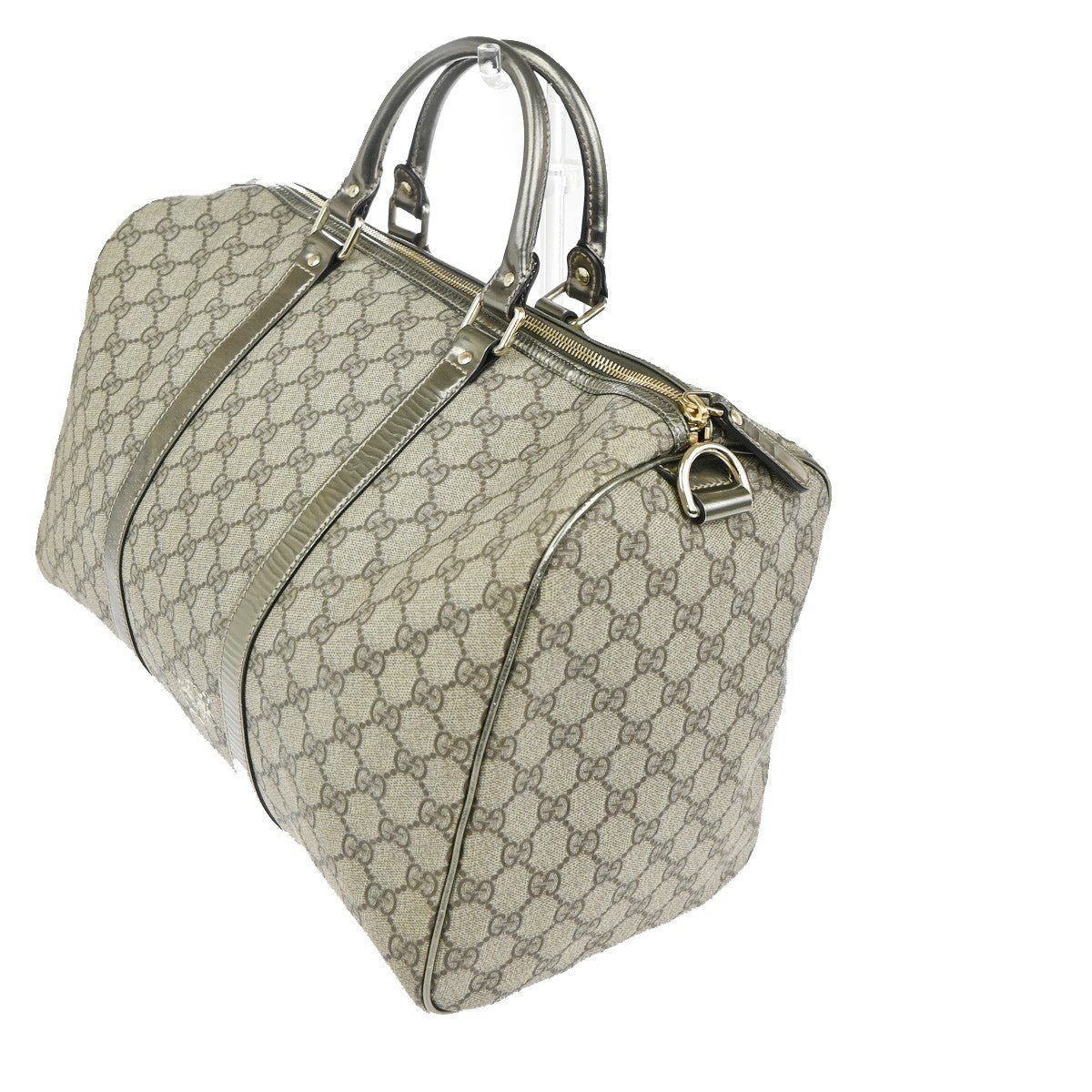 GUCCI GG Pattern Travel Hand Boston Bag Supreme Leather Beige Gold GHW 34TA514