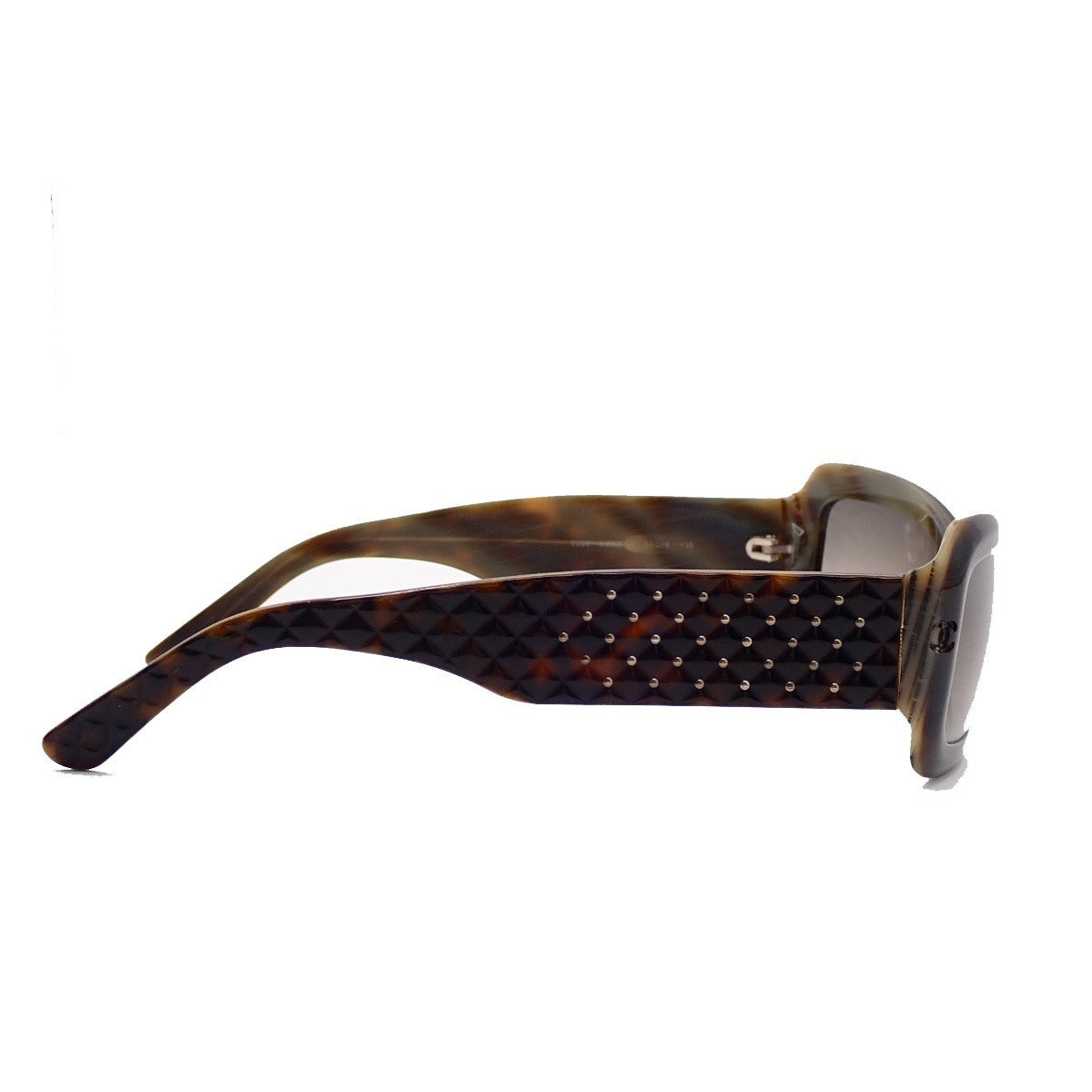 CHANEL CC Matelasse Sunglasses Eye Wear Plastic Brown GHW 5099 Italy 63RL876