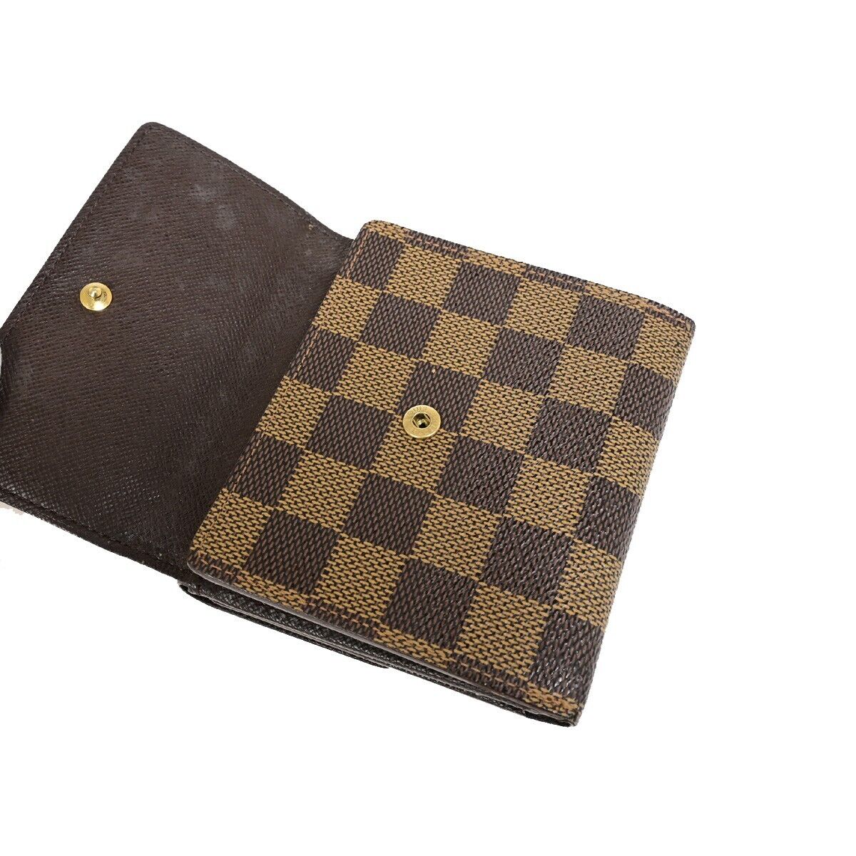 LOUIS VUITTON 3 Set Long Bifold Wallet Damier Ebene Azur Brown White 34YF077