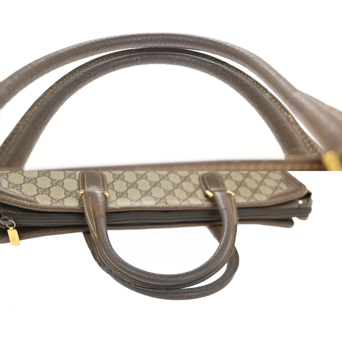 GUCCI LOGO GG Pattern Shoulder Hand Bag PVC Leather Beige GHW Italy 69TA589