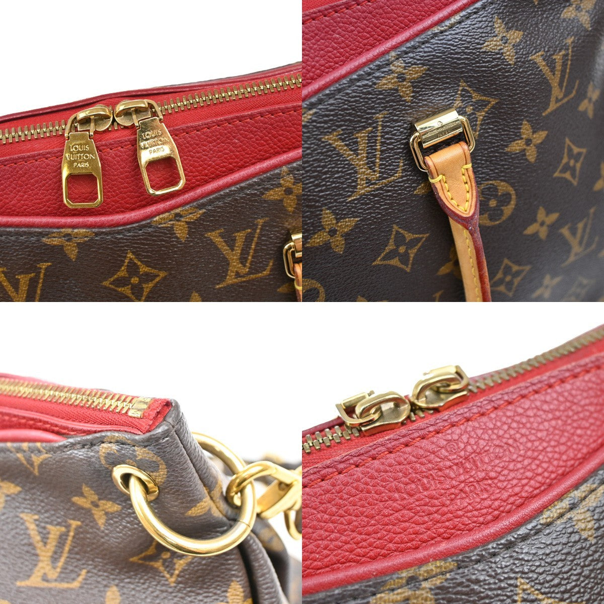 LOUIS VUITTON Pallas 2Way Shoulder Hand Bag Monogram Leather Red M41175 689KB448