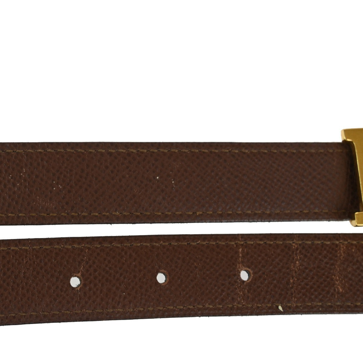 HERMES H Logo Constance Reversible Buckle Belt #80 Leather Blue Brown 65YG455
