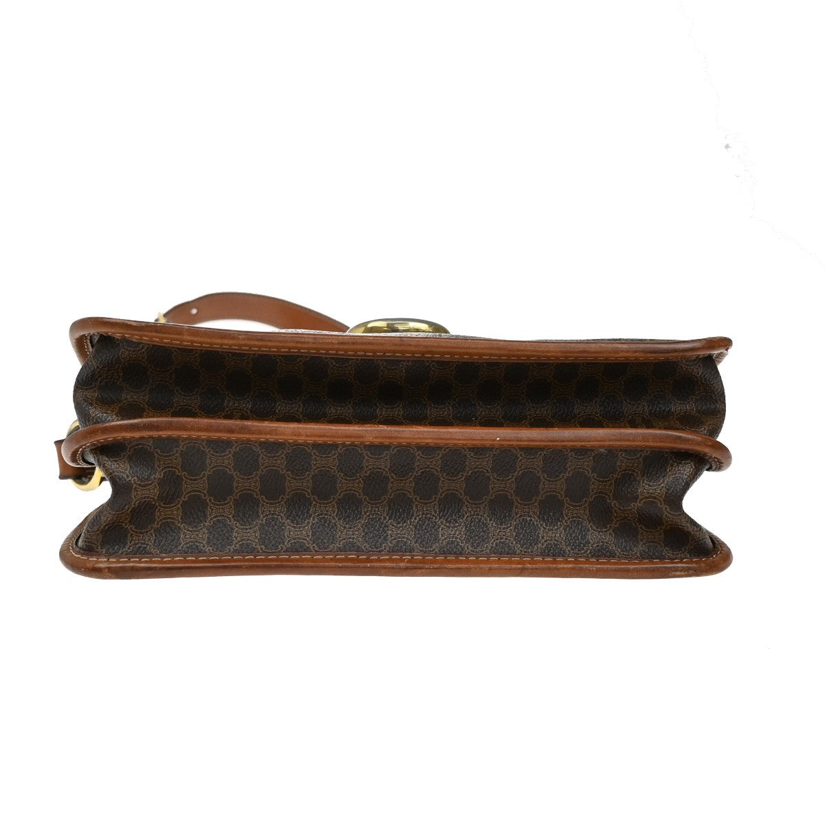 CELINE Logo Macadam Pattern Shoulder Bag PVC Leather Brown GHW 05YH782