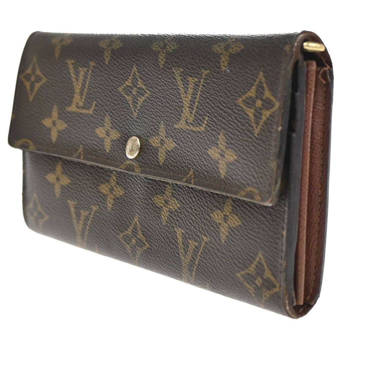 LOUIS VUITTON LV Logo 2 Set Bifold Wallet Monogram Leather Brown 65KC913