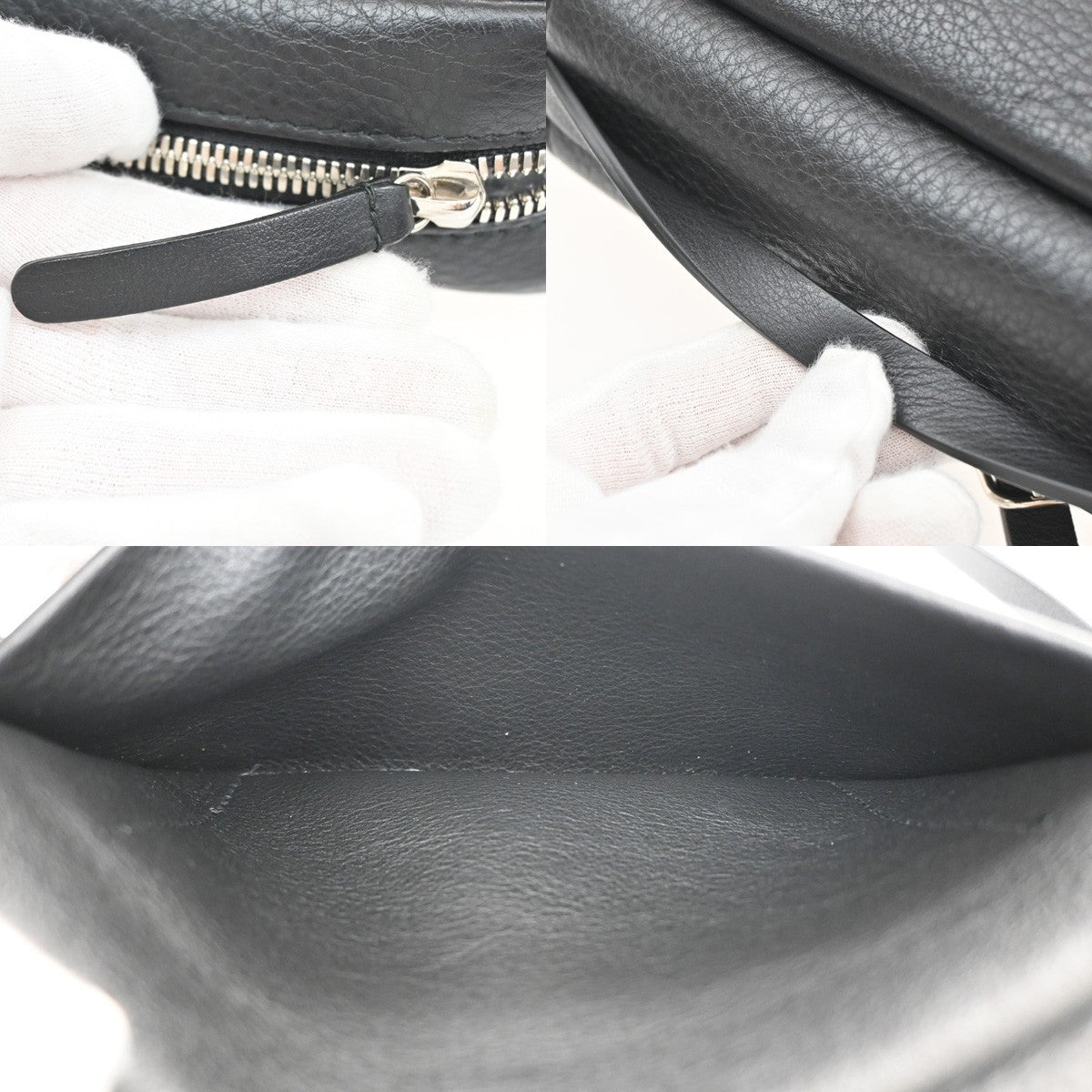 BALENCIAGA Logo Mini Shoulder Bag Hand Bag Leather Black Italy 77RF487