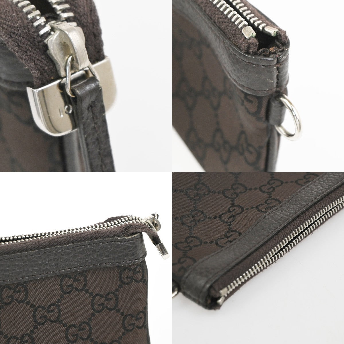 GUCCI Logo Nailhead Teto Hand Bag and Pouch Bag 2Set Canvas Leather 30KC910