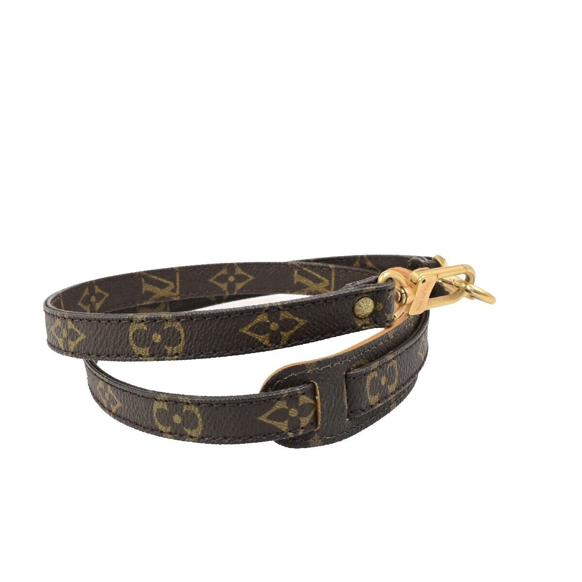LOUIS VUITTON Shoulder Strap Monogram Leather Brown Gold Bag Accessory 69FB299