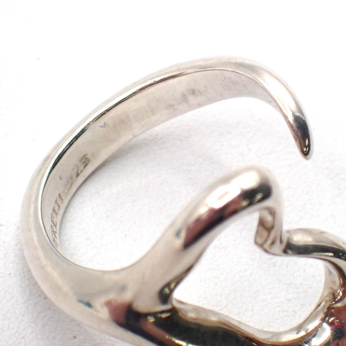 Tiffany & Co. Logo Open Heart  Elsa Peretti Ring US Size 6 Silver Ag 925 09KP564