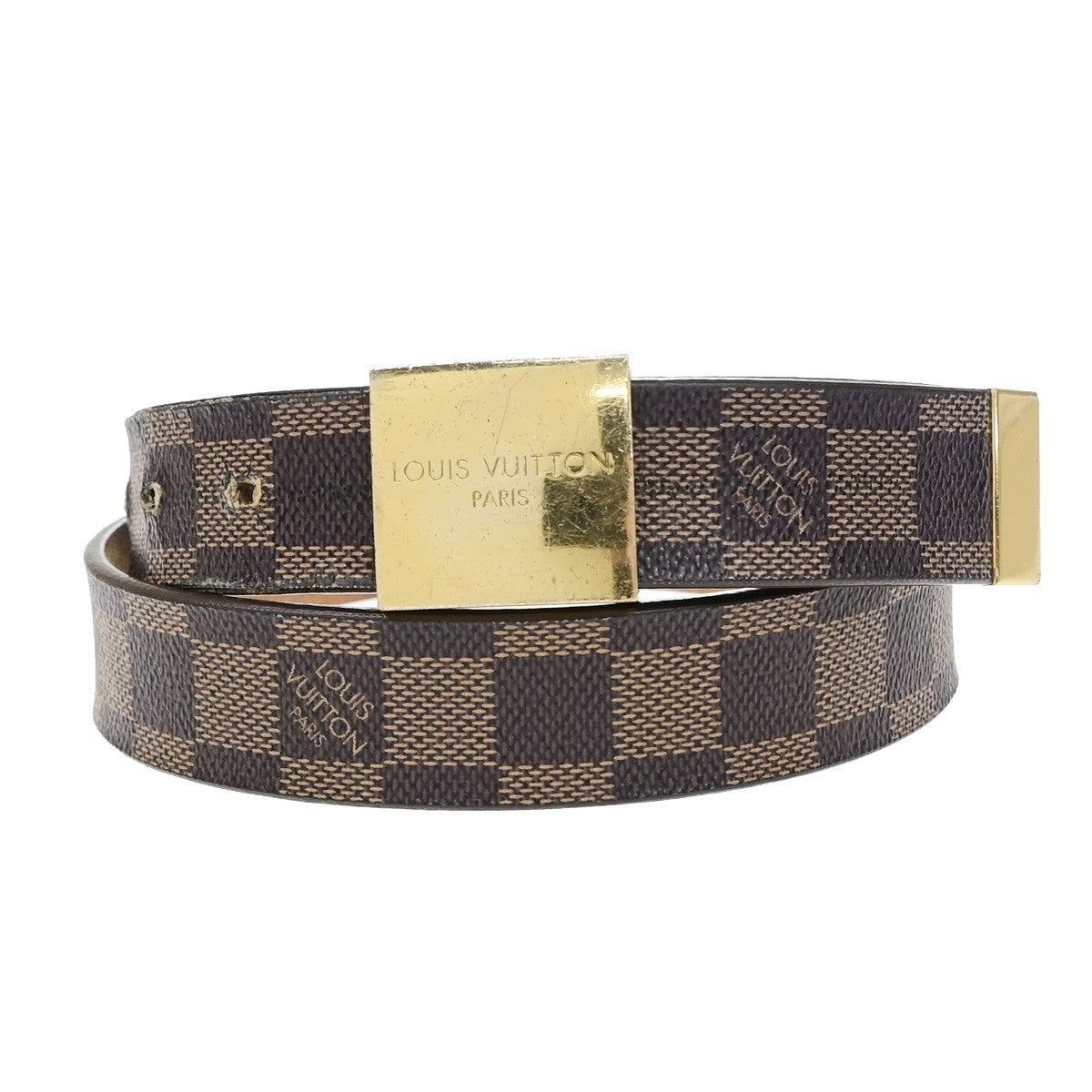 LOUIS VUITTON Santure Carre Belt Damier Ebene Brown GHW France M6802 05CB072