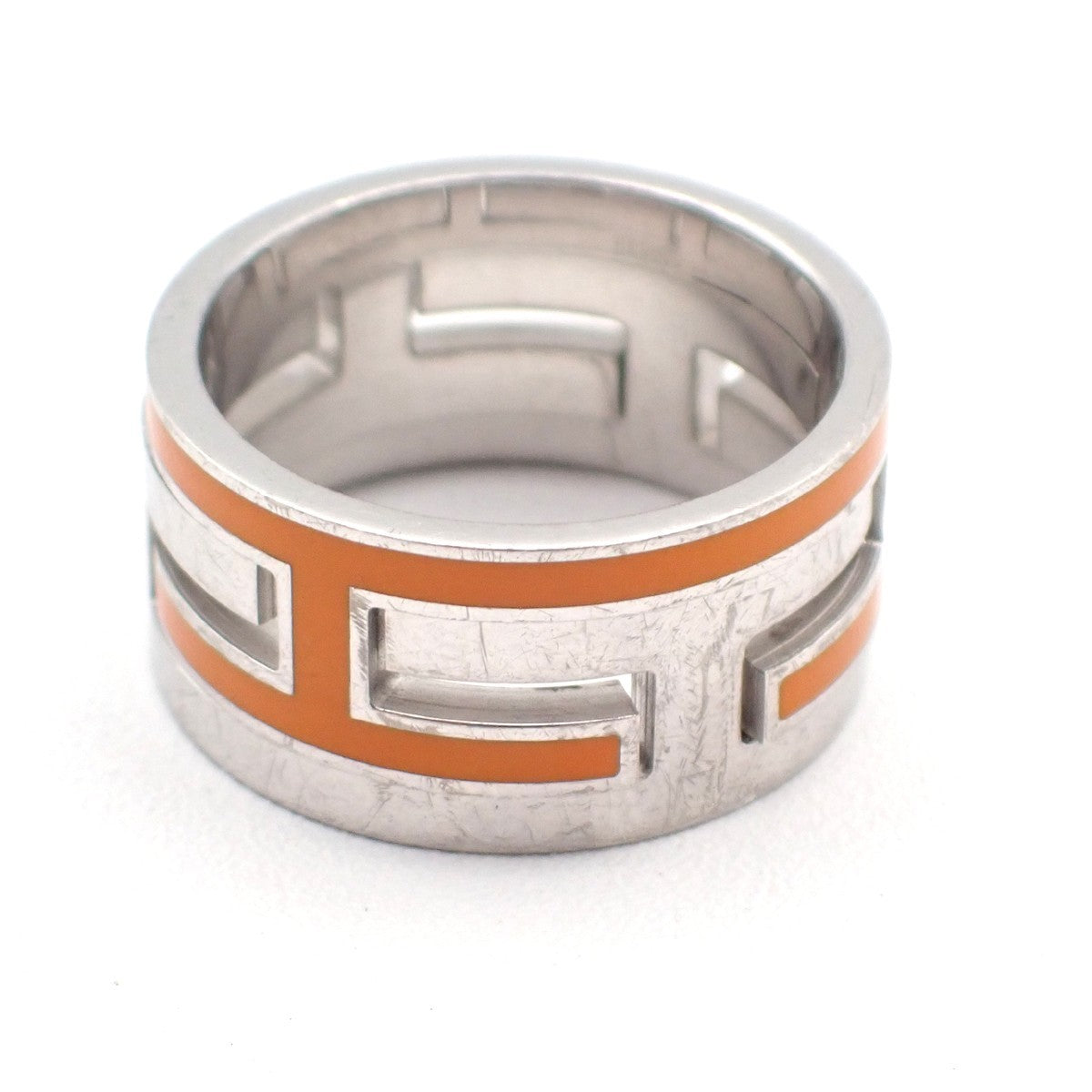 HERMES Logo Move H Ring Size 51 US 6 /JP 11 Silver 925 Orange 36RL571
