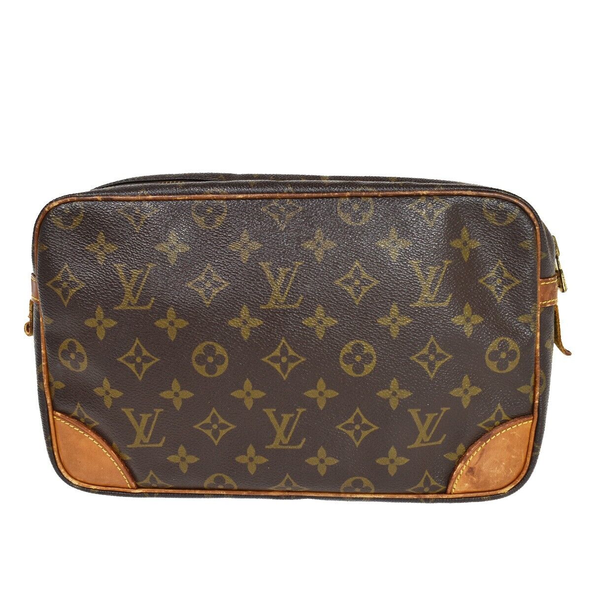 LOUIS VUITTON Compiegne 28 Clutch Bag Monogram Leather Brown GHW M51845 65EA823