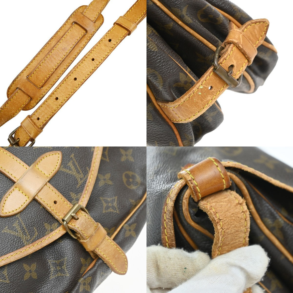 LOUIS VUITTON Logo Saumur 30 Shoulder Bag Monogram Leather Brown M42256 87EG368