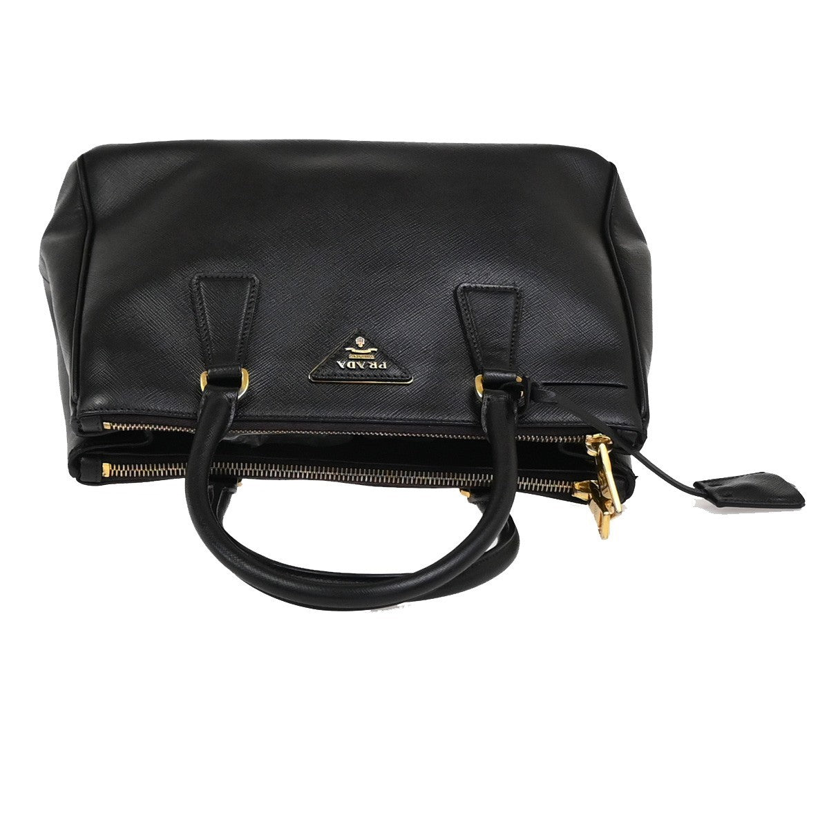 PRADA Logo Galleria Shoulder  Hand Bag Saffiano Leather Black GHW Italy 72YJ039