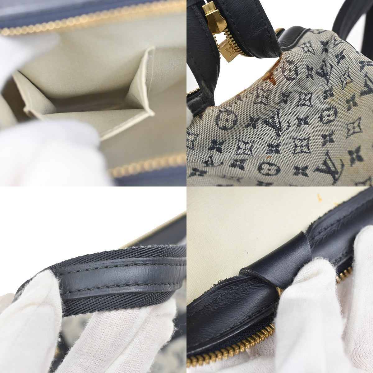 LOUIS VUITTON Josephine PM Hand Bag Monogram Mini Canvas Blue M92214 84FB976