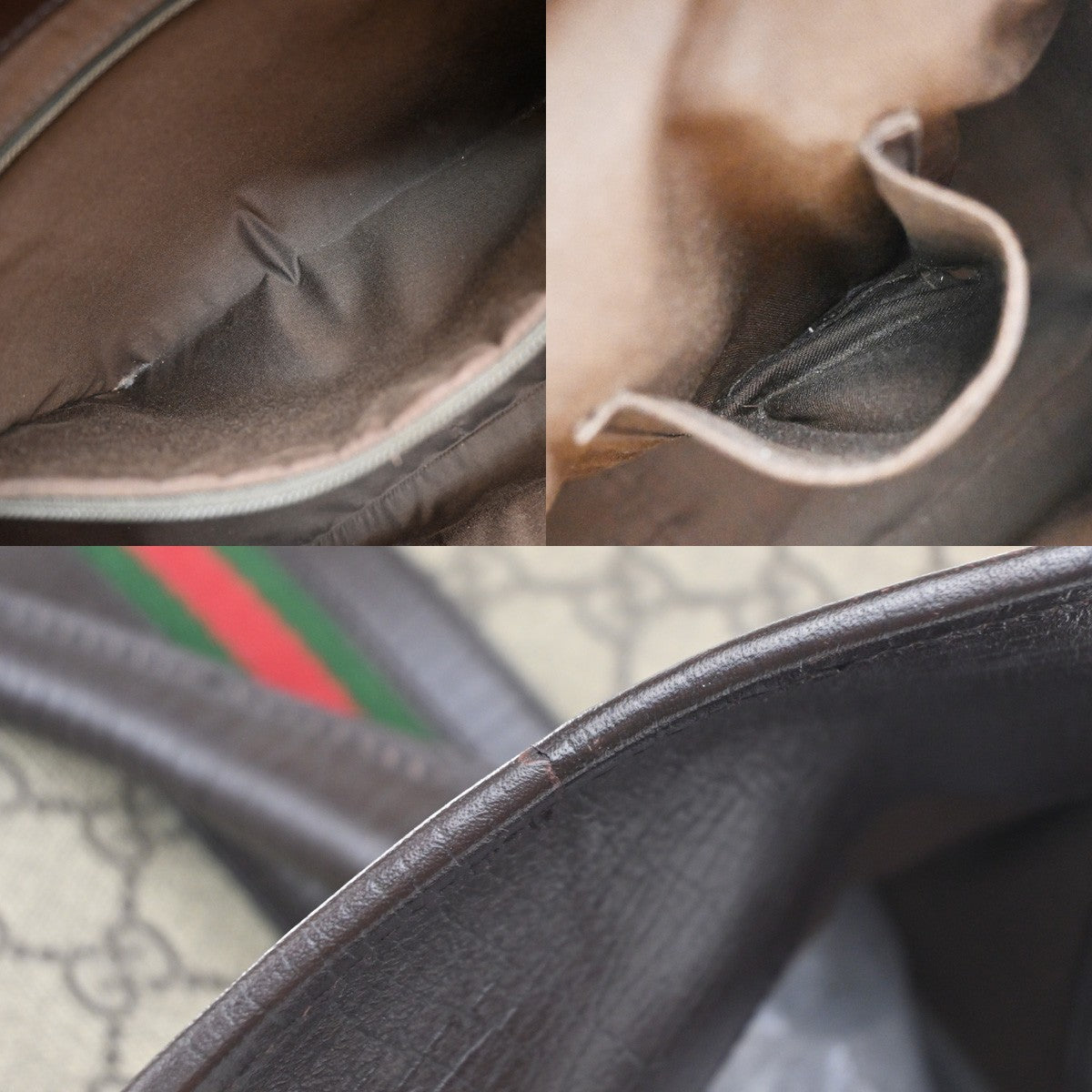 GUCCI Logo GG Pattern Sherry Shoulder Tote Bag Supreme Leather Brown 77KP593