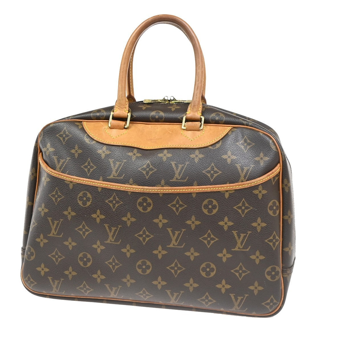 LOUIS VUITTON LV Logo Deauville Hand Bag Monogram Leather Brown M47270 80ZA313