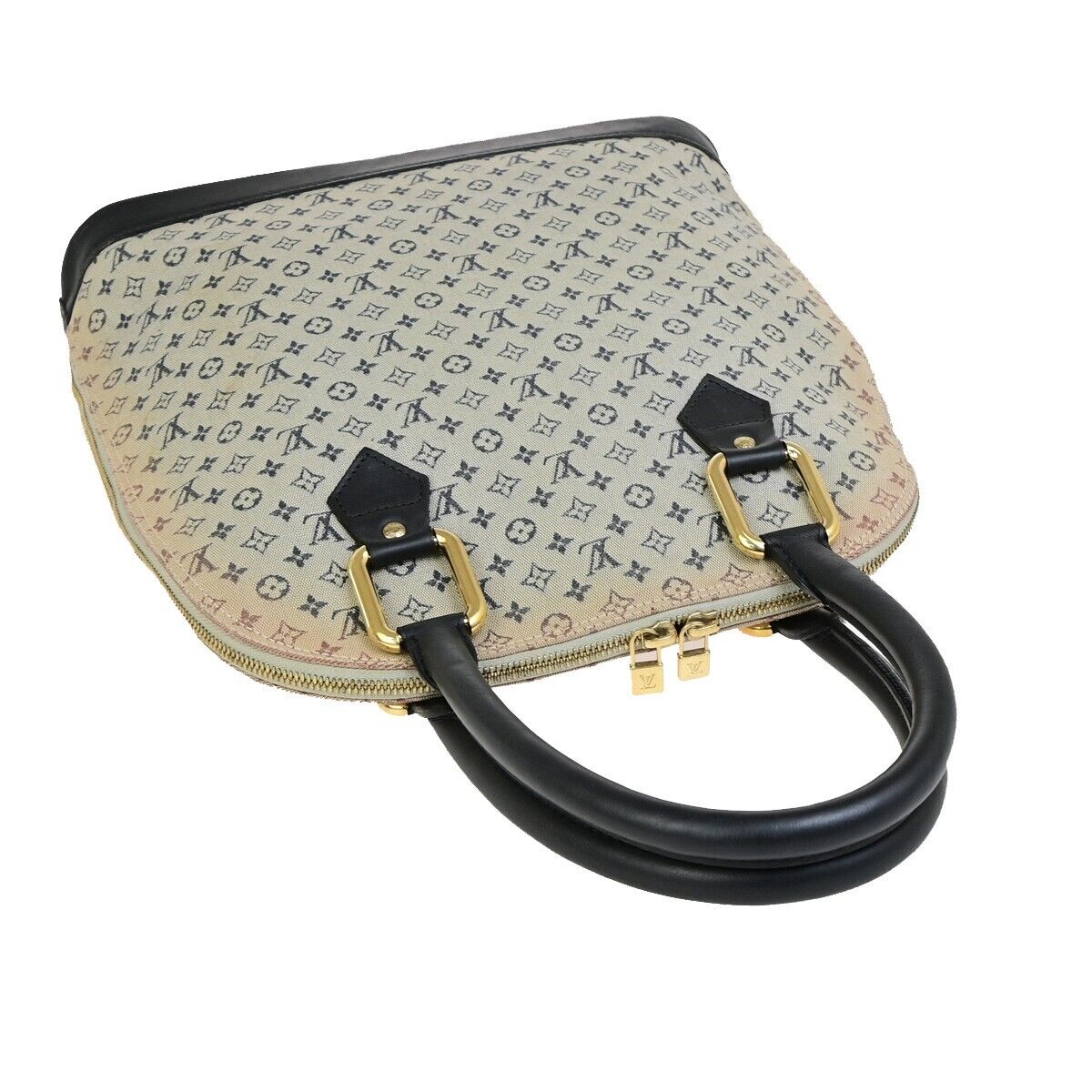 LOUIS VUITTON Logo Alma Haut Hand Bag Monogram Mini Canvas Blue M92202 31FB318