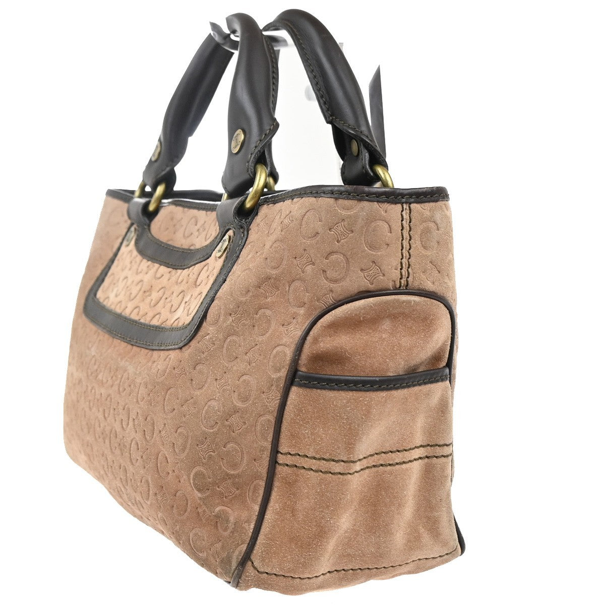 CELINE Logo Boogie C Macadam Hand Bag Suede Leather Brown GHW Italy 31KP552