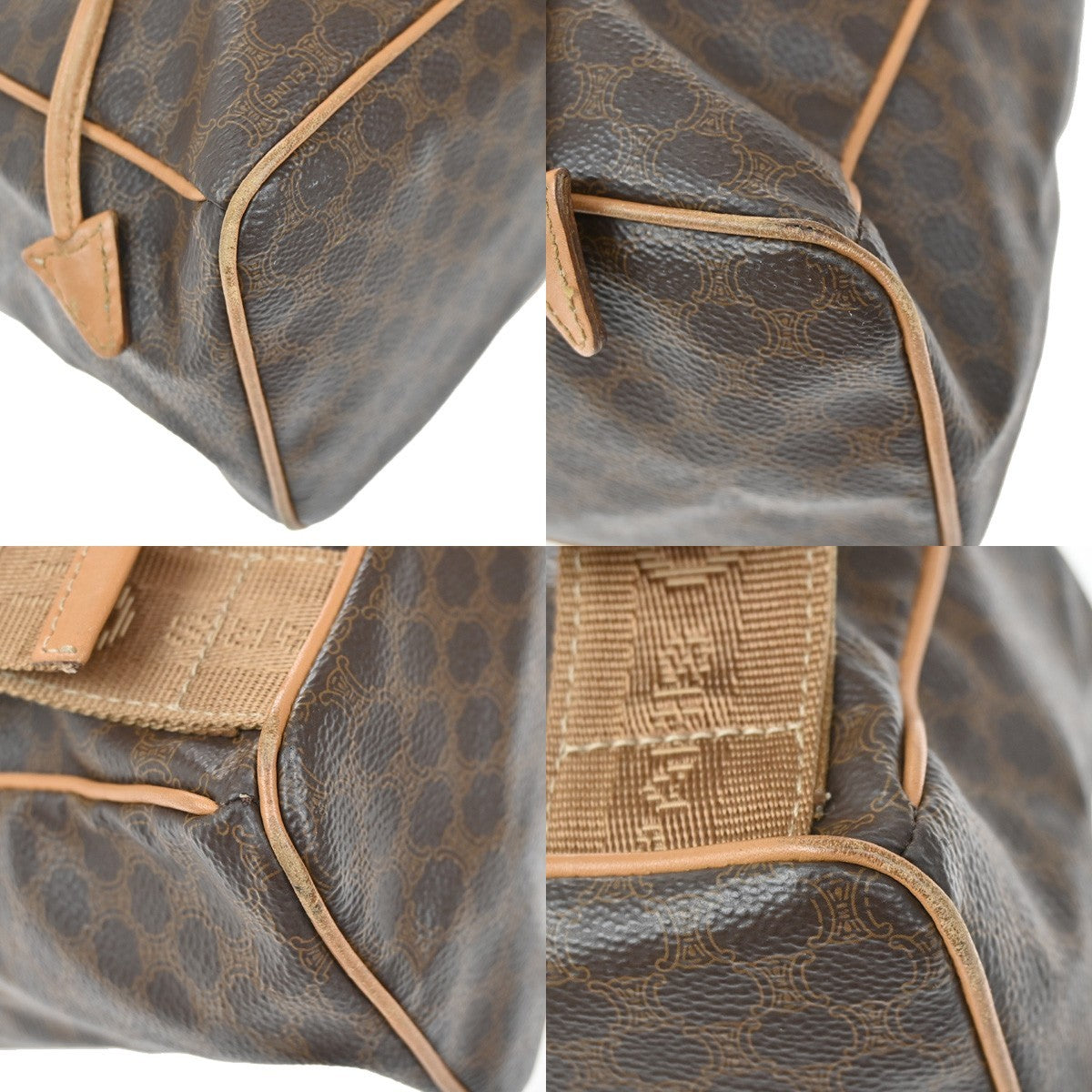 CELINE Logo Macadam Pattern Backpack Bag PVC Leather Brown GHW 33KB570