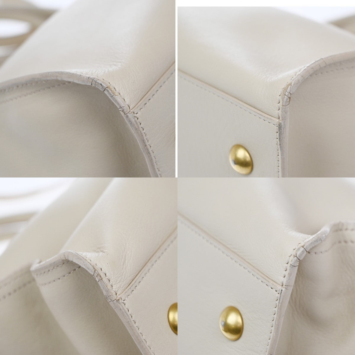 SAINT LAURENT  Logo Classic Y Cabas 2 Way Hand Bag Leather Beige Gold 72KP447