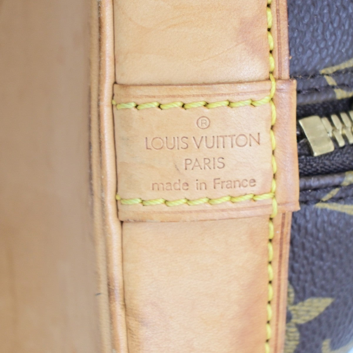LOUIS VUITTON LV Logo Alma Hand Bag Monogram Leather Brown France M51130 85PA103