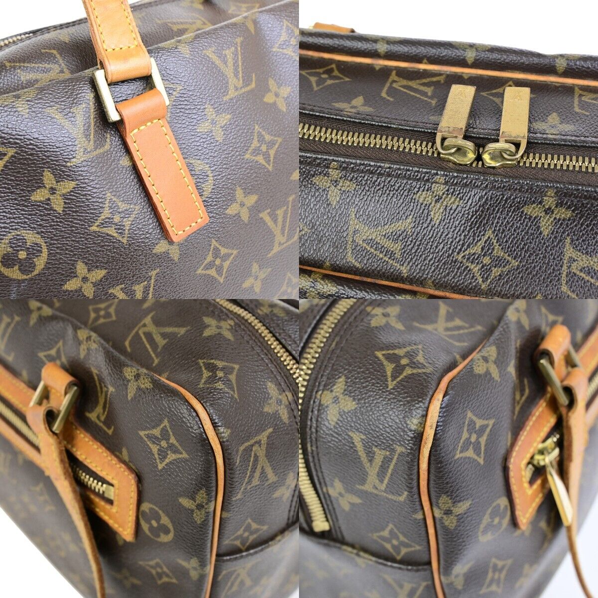 LOUIS VUITTON LV Logo Cite GM Shoulder Bag Monogram Leather Brown M51181 83ED039
