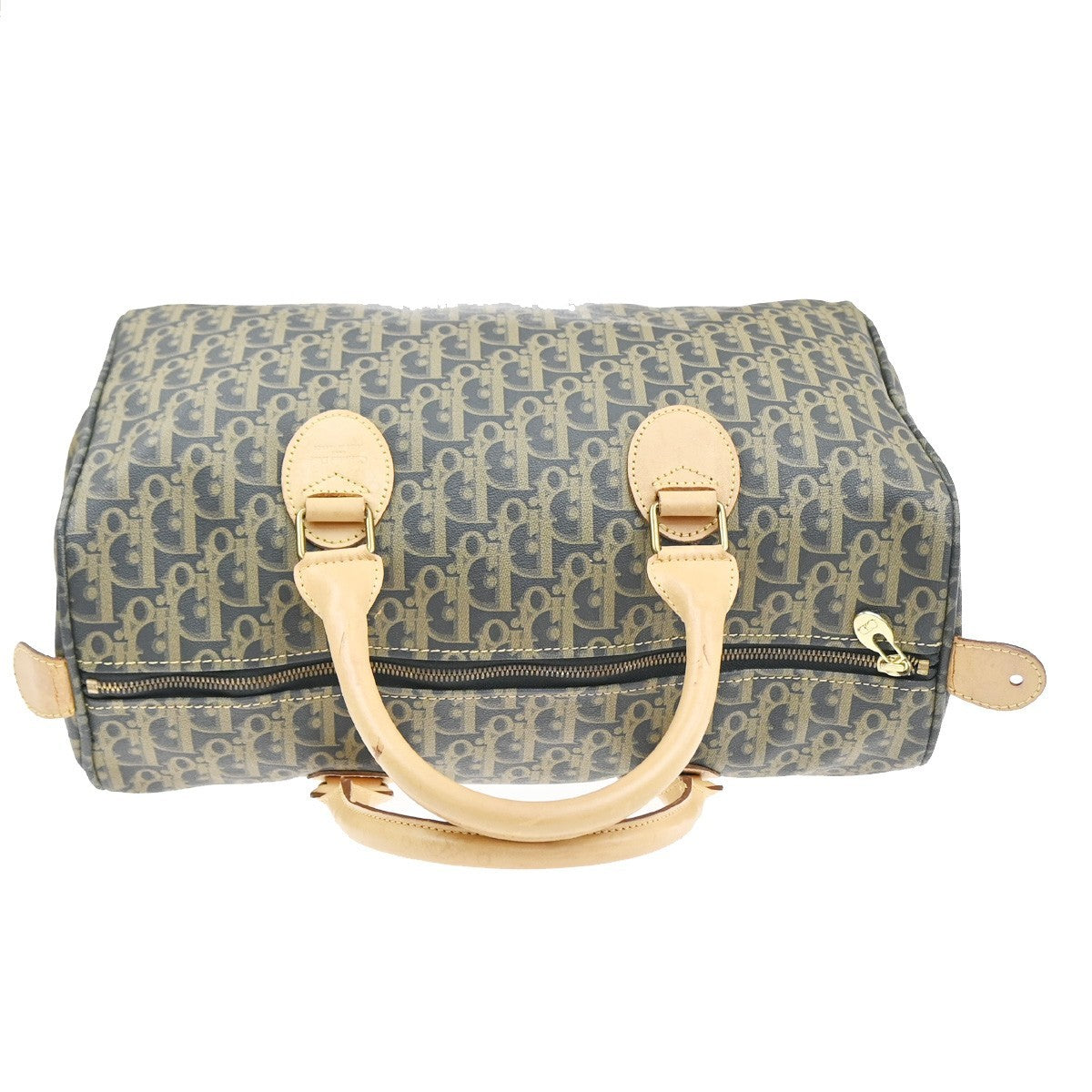 CHRISTIAN DIOR Trotter Boston Hand Bag PVC Leather Khaki BK GHW France 70MA499