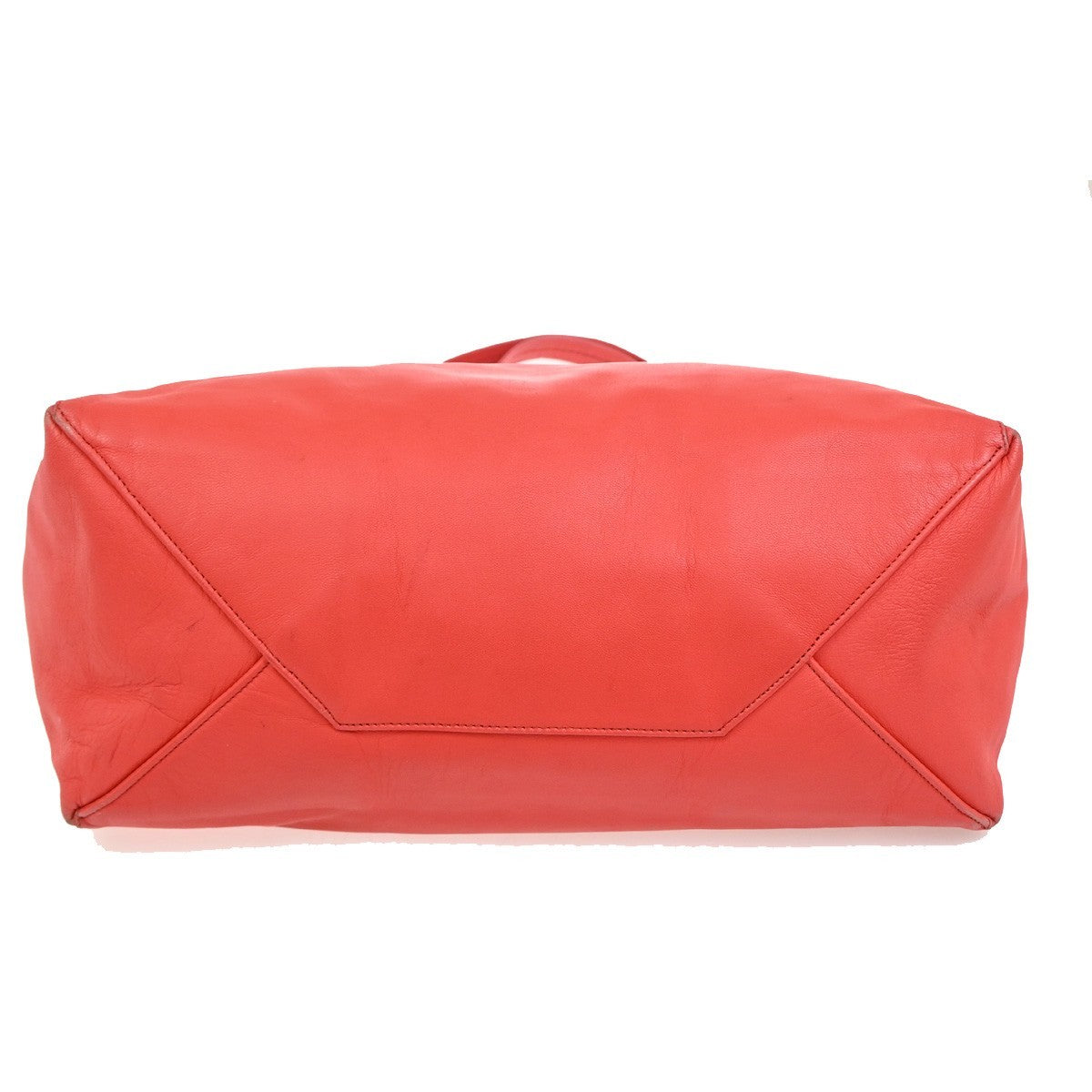 CELINE Logo Horizontal Cabas Tote Shoulder Hand Bag Leather Orange Italy 35ZA290