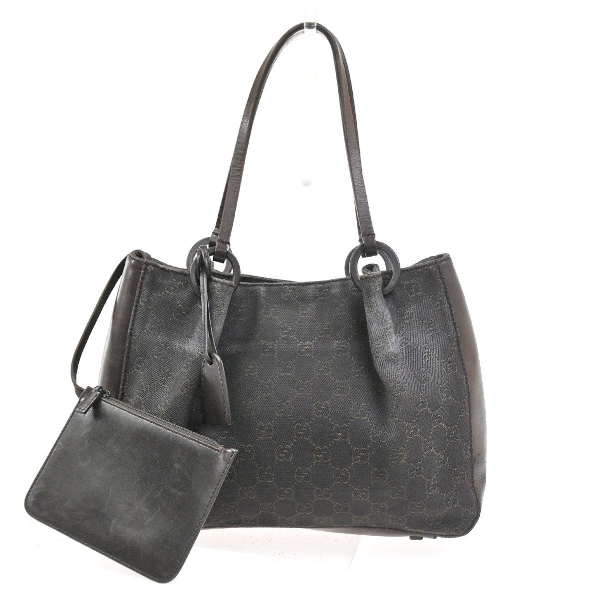 GUCCI Logo GG Pattern Shoulder Bag Canvas Leather Brown SHW Italy 04TA603