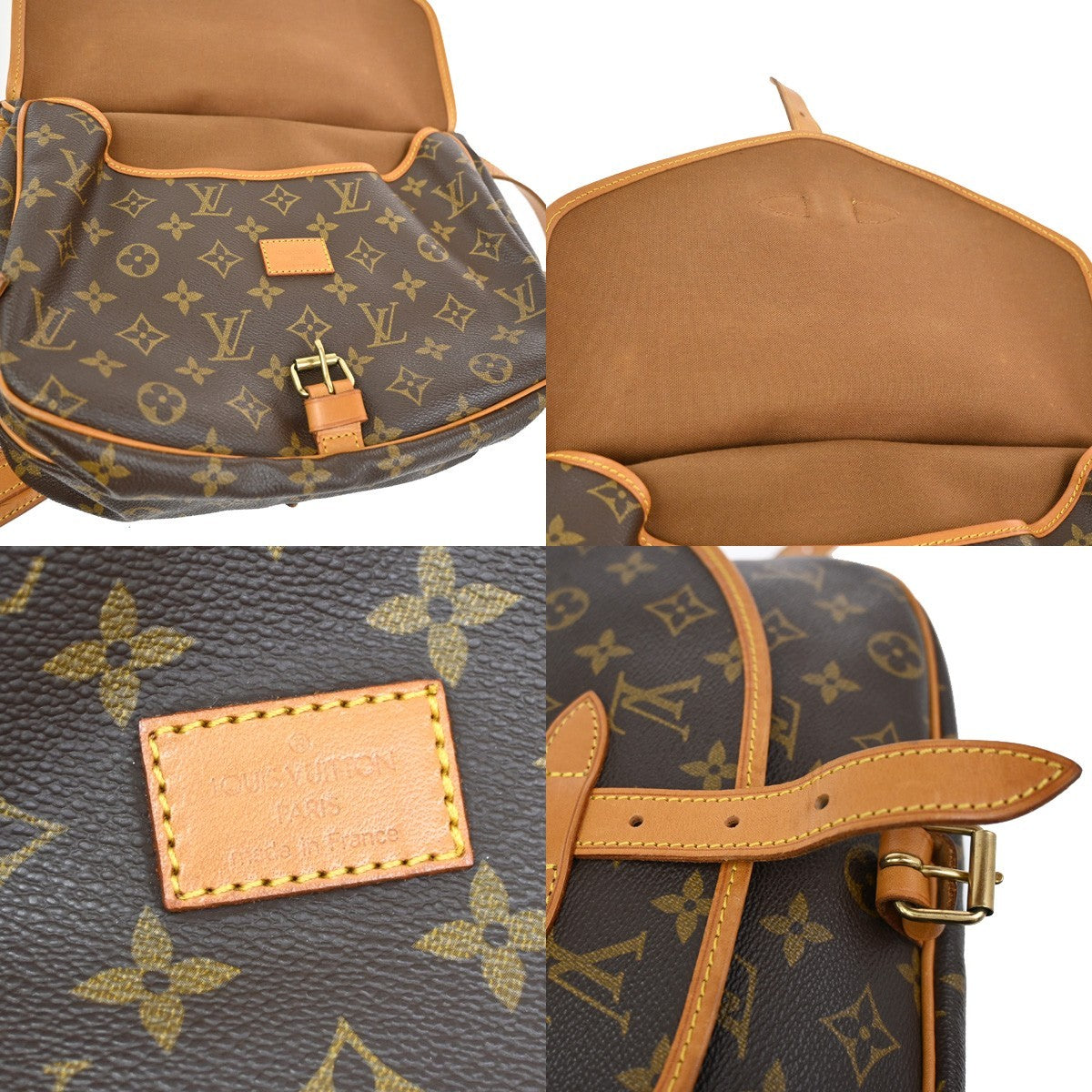 LOUIS VUITTON Logo Saumur 30 Shoulder Bag Monogram Leather Brown M42256 98TA025