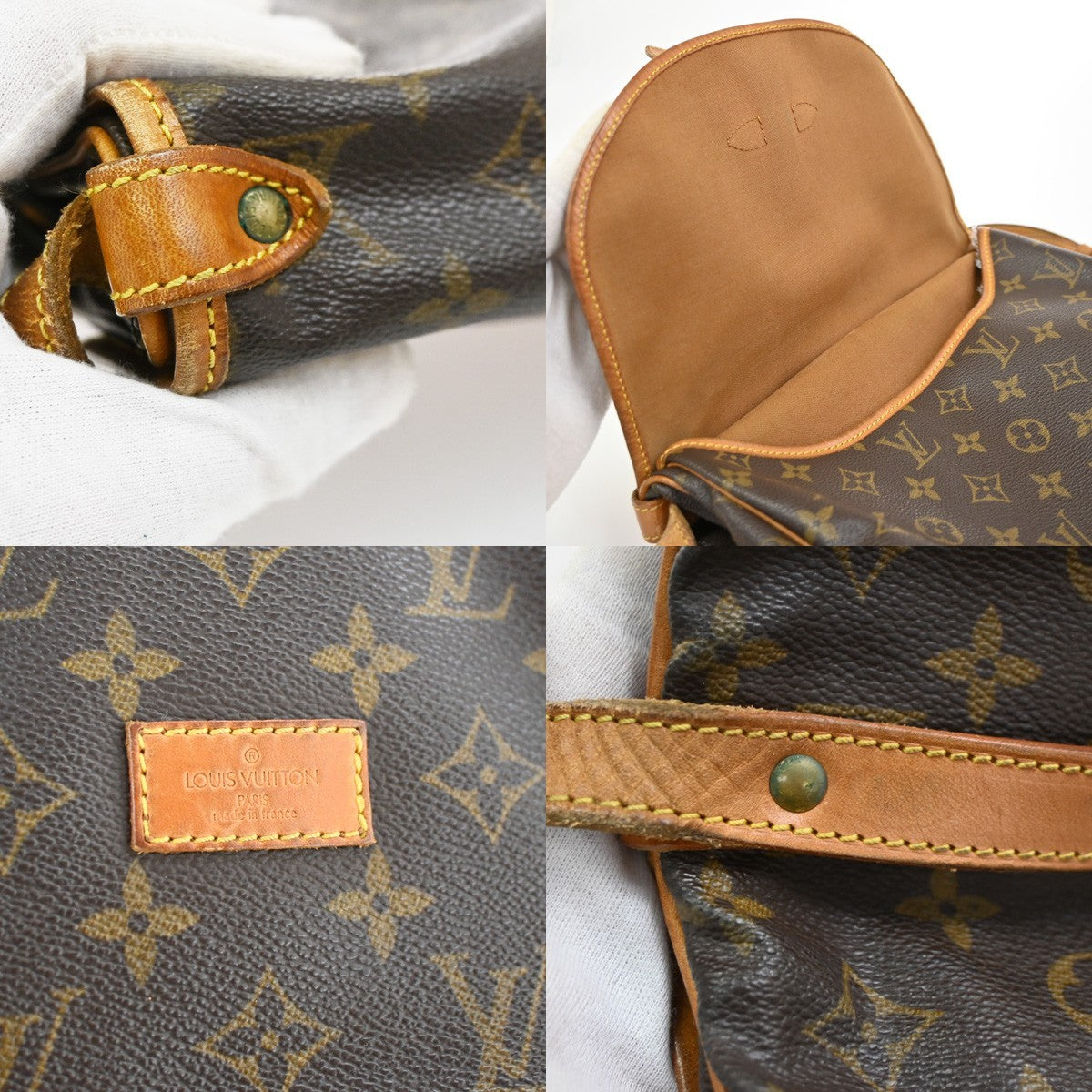 LOUIS VUITTON Logo Saumur 30 Shoulder Bag Monogram Leather Brown M42256 34SA059