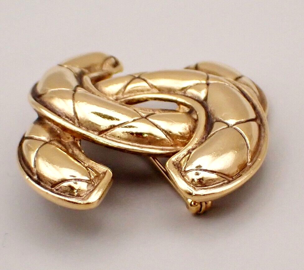 CHANEL CC Logo Matelasse Pin Brooch Gold GHW Accessory Vintage 73RK646