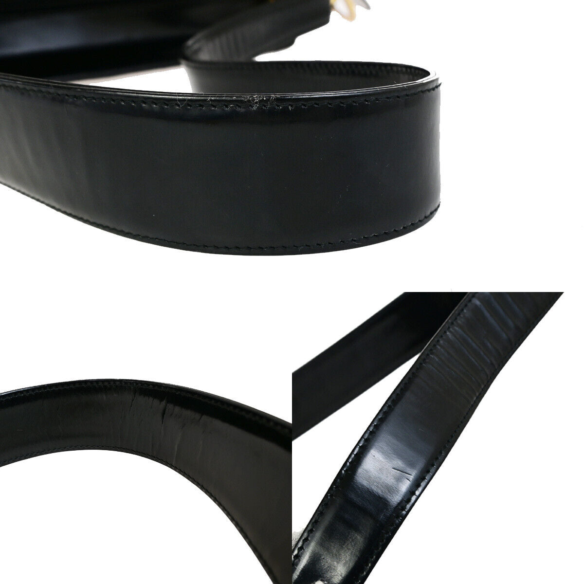 CHRISTIAN DIOR Logo Cannage Shoulder Bag Patent Leather Black GHW Italy 31YG637