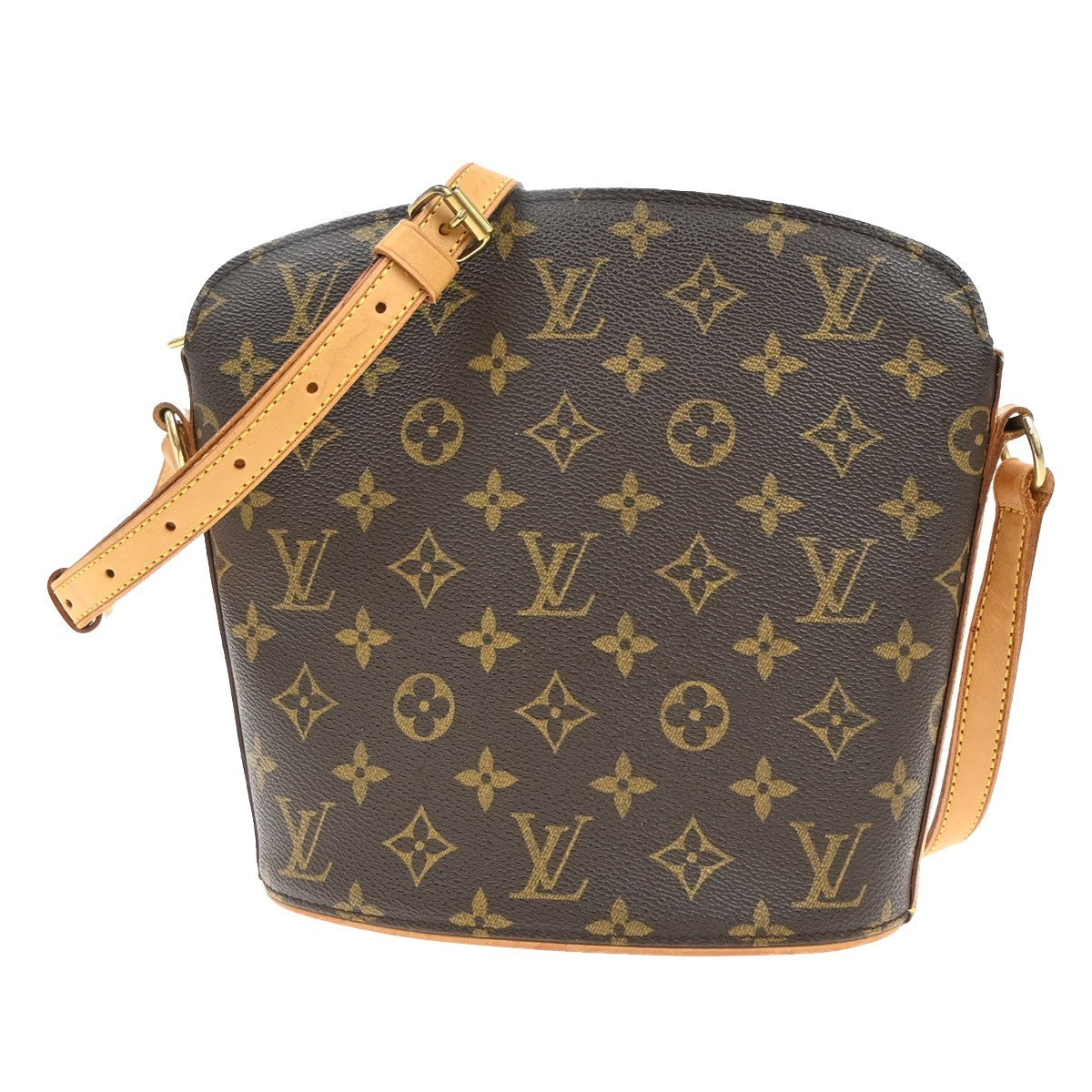 LOUIS VUITTON Logo Drouot Shoulder Bag Monogram Leather Brown M51290 96KB486