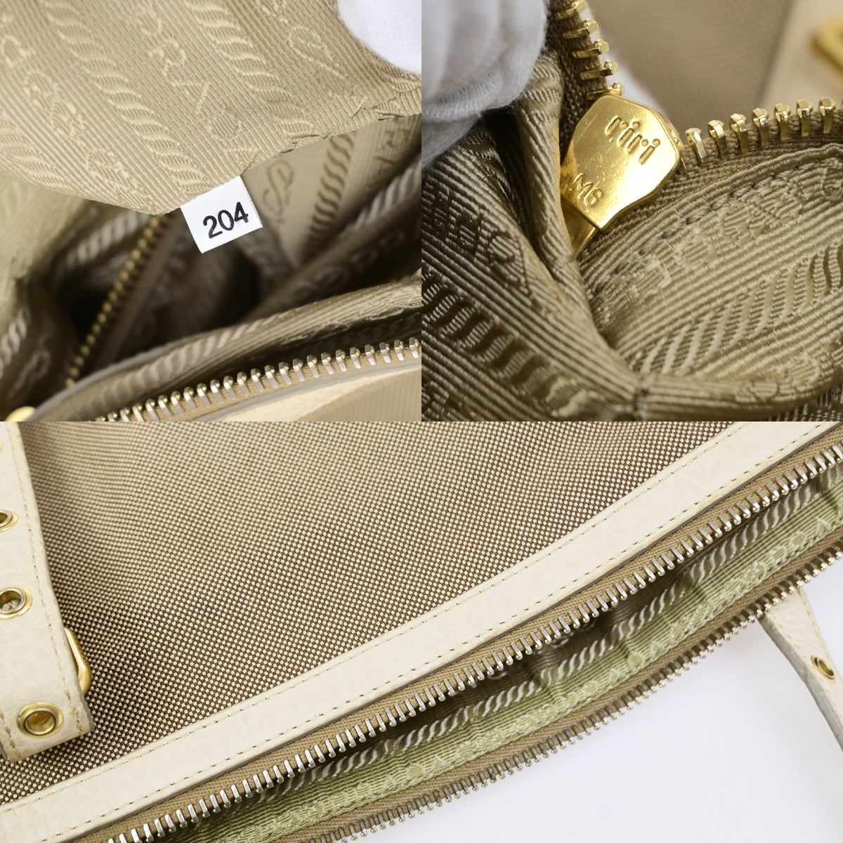 PRADA Logo Jacquard 2Way Shoulder Bag Canvas Leather Brown White GHW 84YJ274