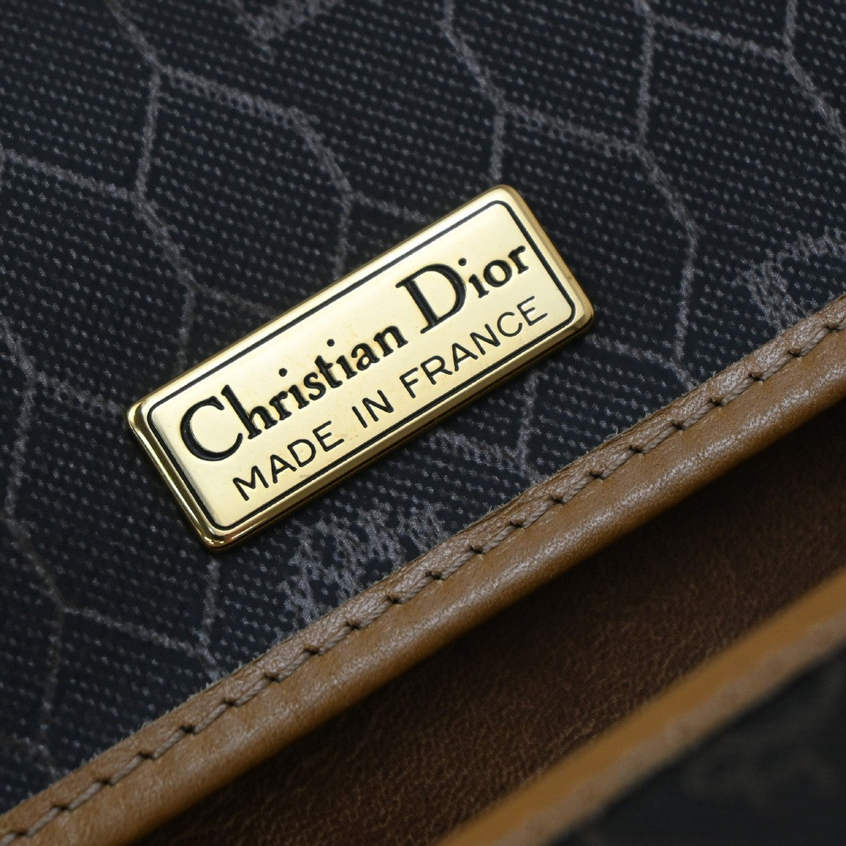CHRISTIAN DIOR Honeycomb Chain Shoulder Bag PVC Leather Brown Gray GHW 39EG208